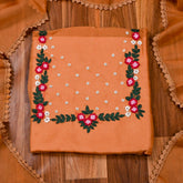 Organza Orange Rust Unstitched Suit